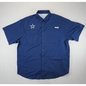 Columbia Dallas Cowboys Fishing Gear Shirt Mens XL Blue Vented PFG Short Sleeve